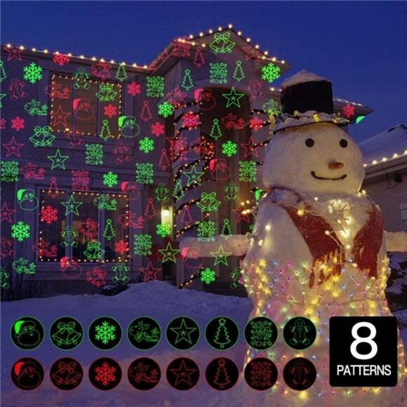 Christmas Laser Projector Lights, 8 Patterns LED Projection Lights with Remote - Picture 2 of 6
